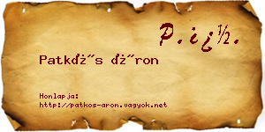 Patkós Áron névjegykártya
